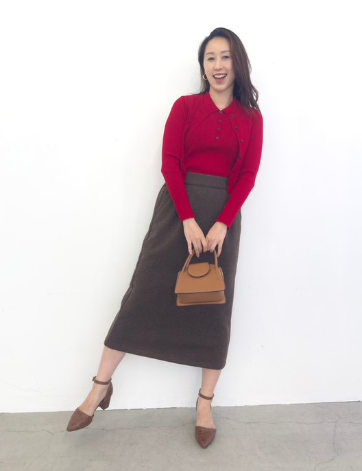 [Basic Line] Fleece-lined I-line skirt