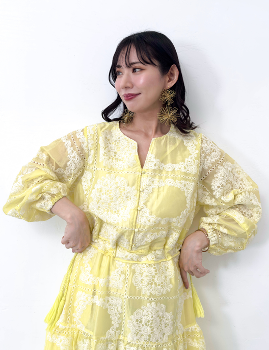 Real Free Sheer Fully Embroidered One-Piece Dress