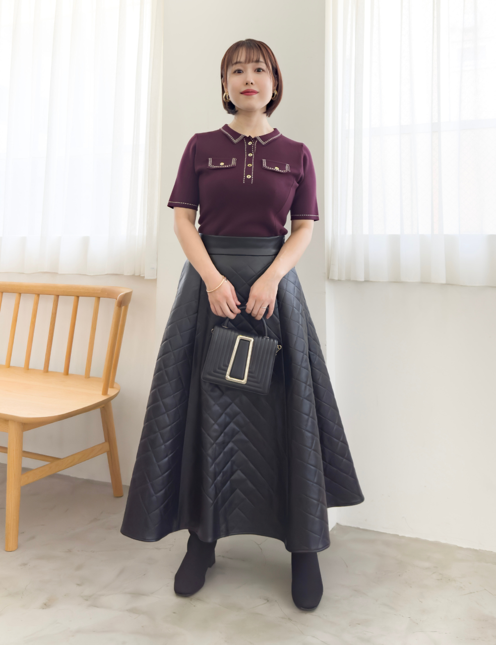 [Basic Line] Double Pocket Flared Skirt
