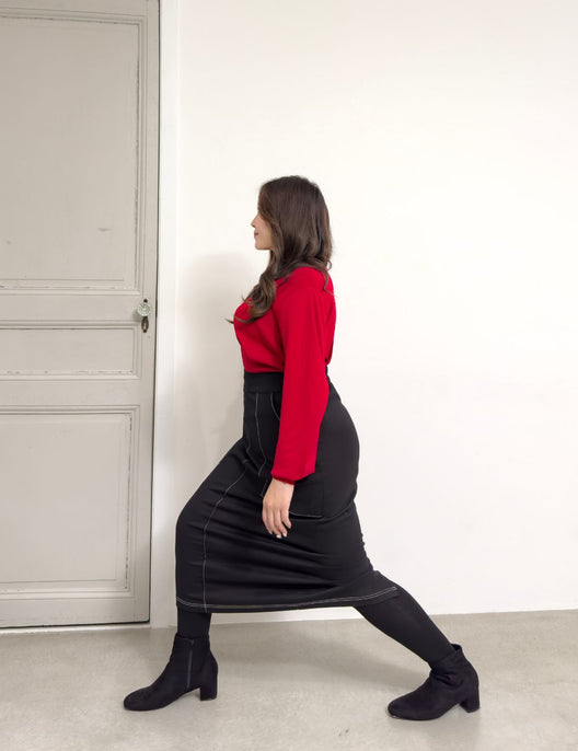 【ベーシックライン】デニムライクスカート