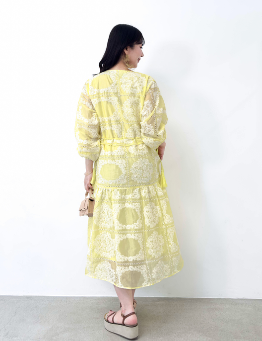 Real Free Sheer Fully Embroidered One-Piece Dress