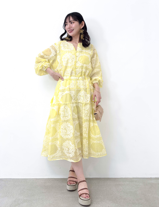 Real Free Sheer Fully Embroidered One-Piece Dress