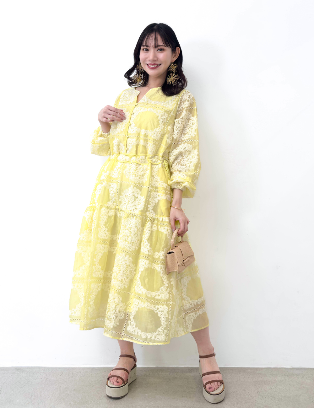 Real Free Sheer Fully Embroidered One-Piece Dress