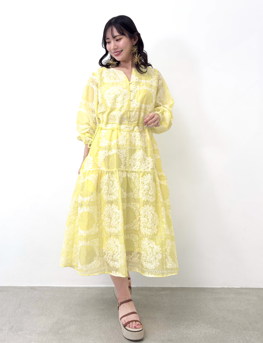 Real Free Sheer Fully Embroidered One-Piece Dress