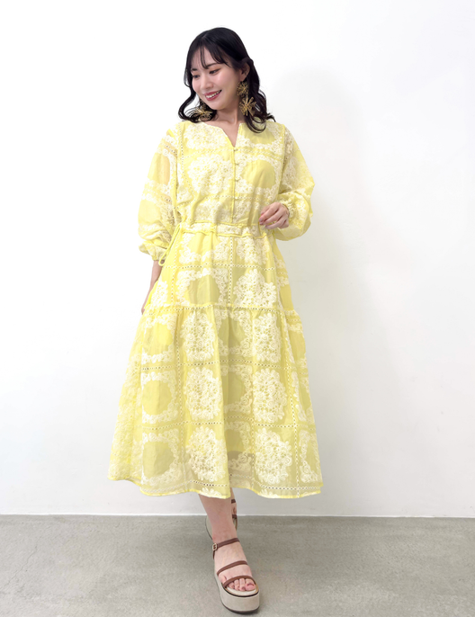 Real Free Sheer Fully Embroidered One-Piece Dress
