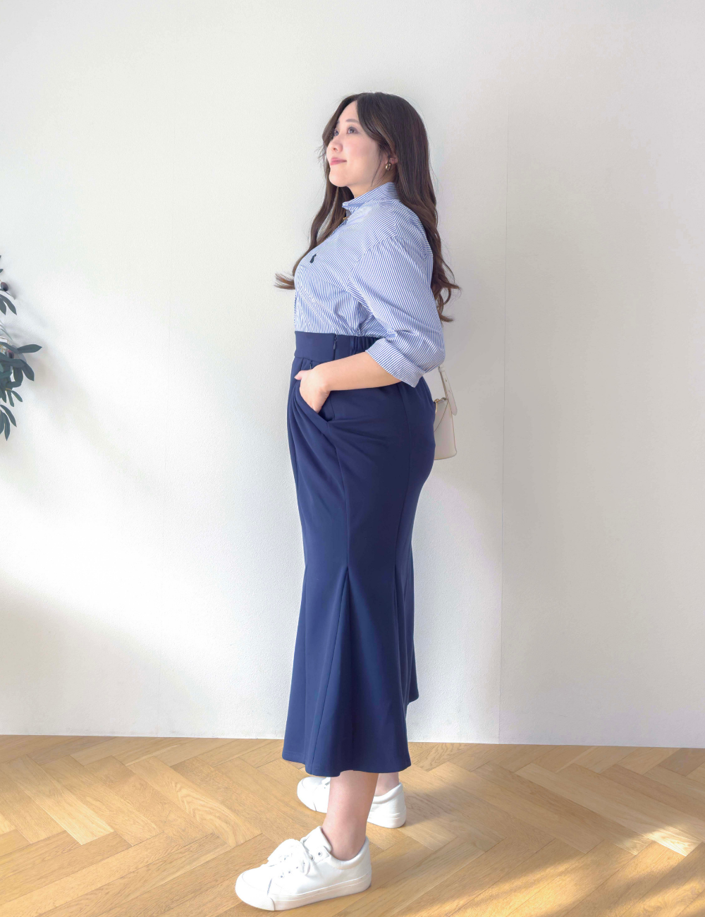 【べーシックライン】ダブルポケットポンチマーメイドスカート