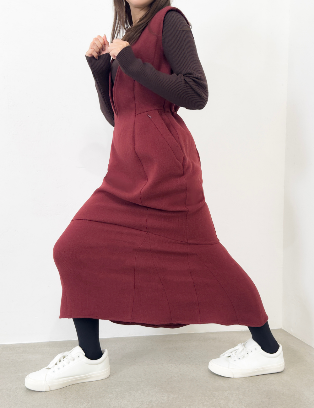【べーシックライン】ダブルポケットジャンパースカート