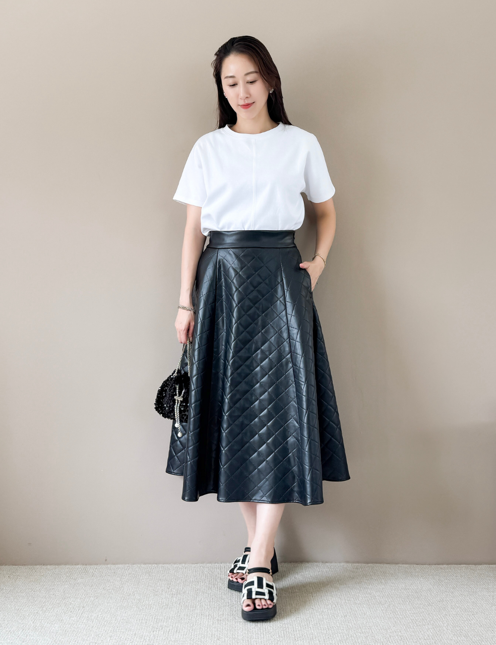 [Basic Line] Double Pocket Flared Skirt