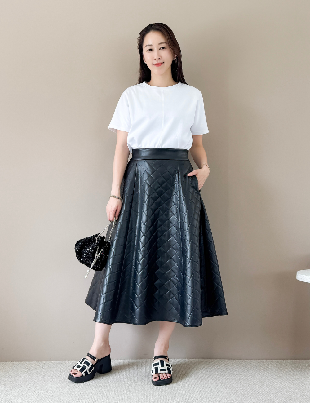 [Basic Line] Double Pocket Flared Skirt