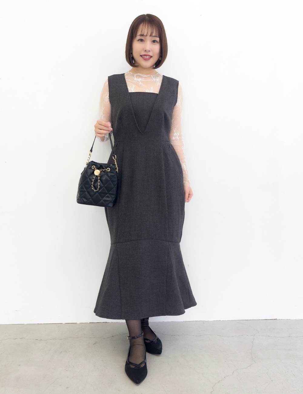 【べーシックライン】ダブルポケットジャンパースカート