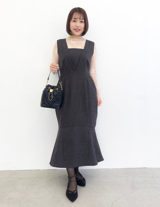 【べーシックライン】ダブルポケットジャンパースカート