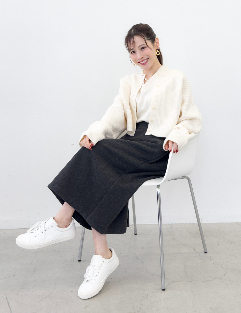 [Basic Line] Fleece-lined I-line skirt