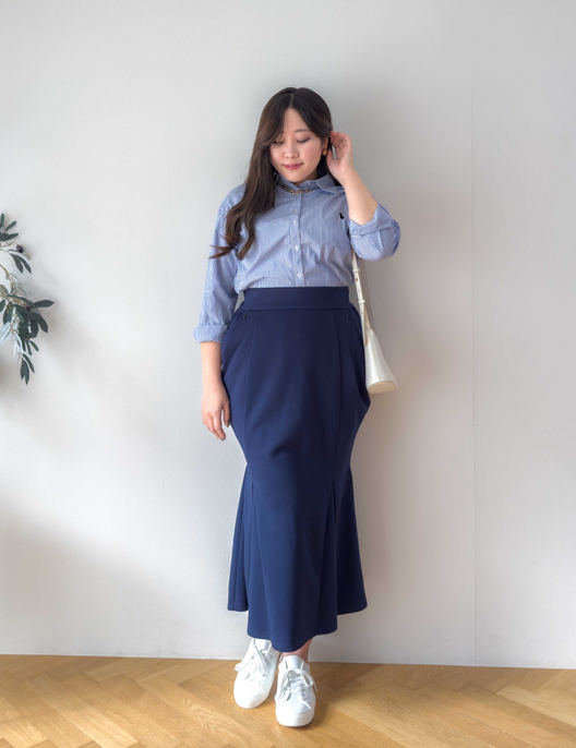 【べーシックライン】ダブルポケットポンチマーメイドスカート