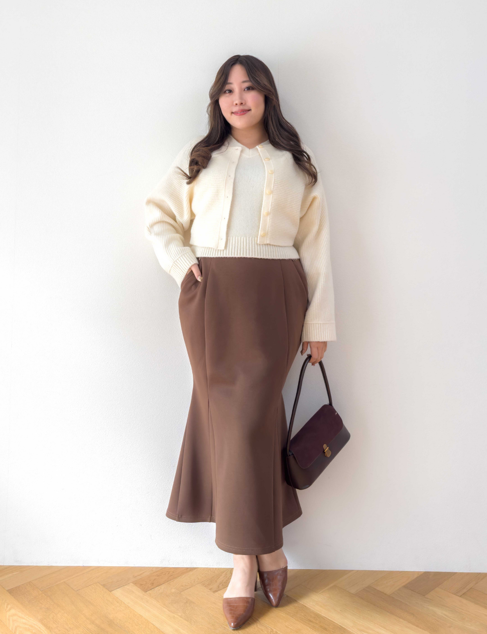 【べーシックライン】ダブルポケットポンチマーメイドスカート