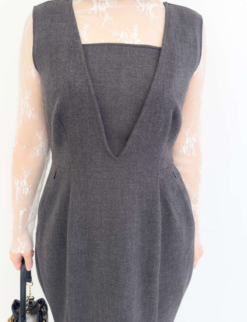 【べーシックライン】ダブルポケットジャンパースカート