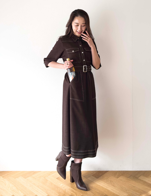 Denim-like shirt dress