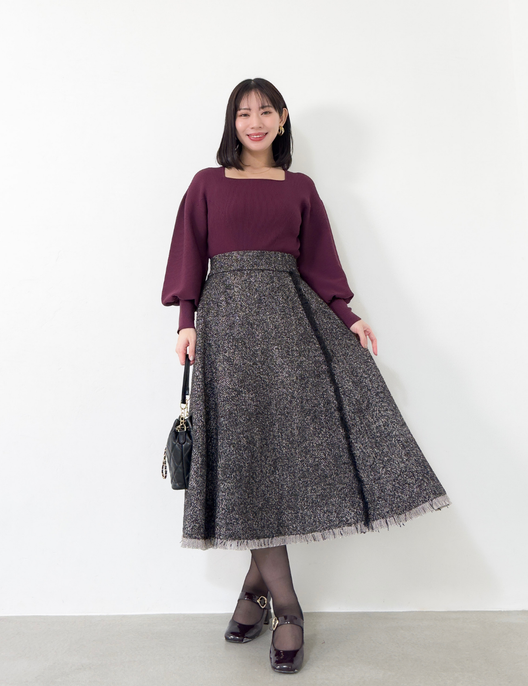 ツイードフリンジAラインスカート| CINEMATIQ by Pinup Closet ツイードフリンジAラインスカート| CINEMATIQ by Pinup Closet