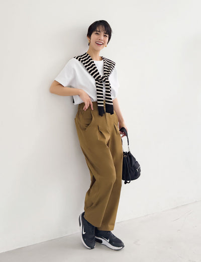 CINEMATIQ 【ベーシックライン】耐摩耗2wayパンツ ローアンバー 正面 モデル着用