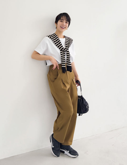 CINEMATIQ 【ベーシックライン】耐摩耗2wayパンツ ローアンバー 正面 モデル着用