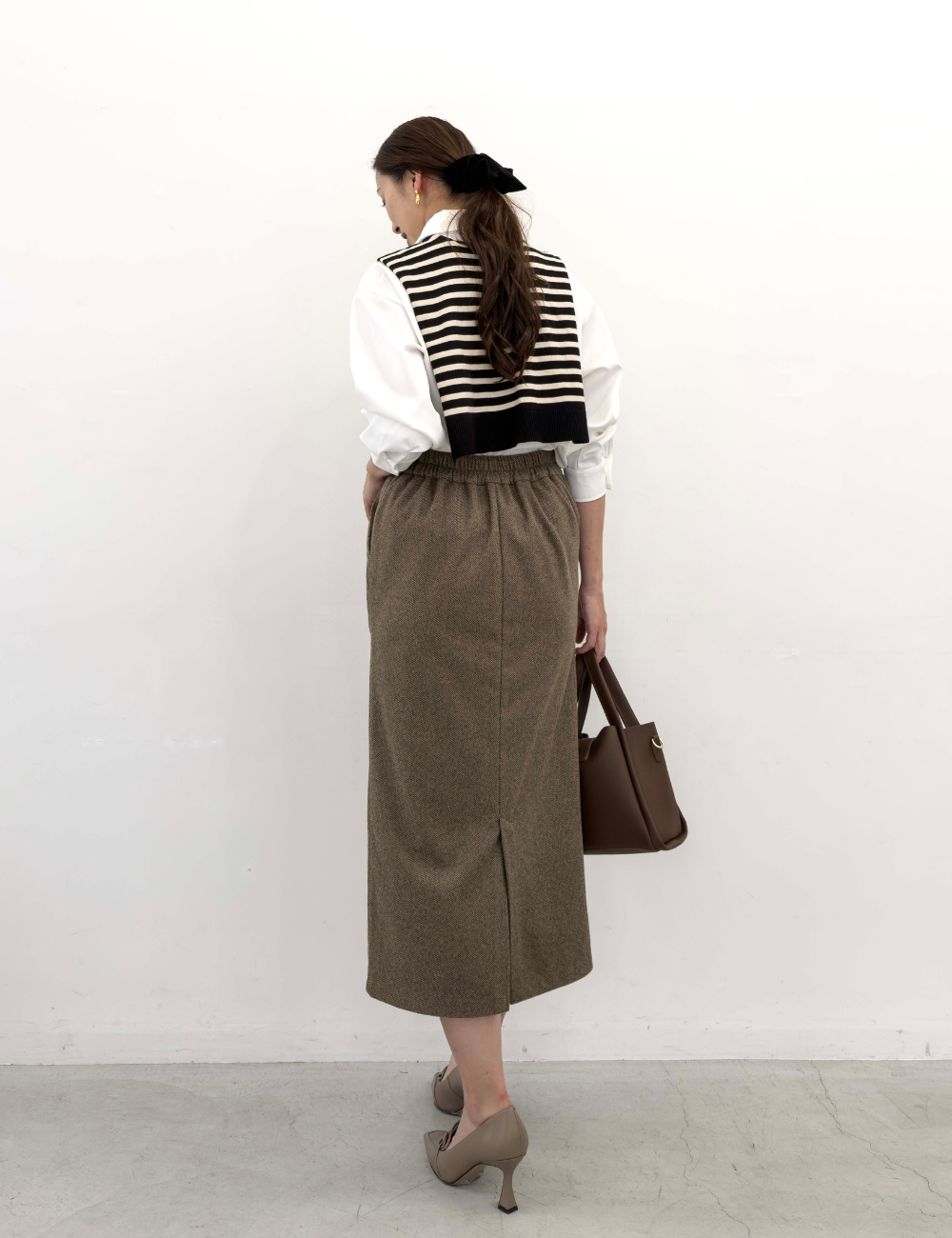 【Setup compatible】Herringbone I-line skirt