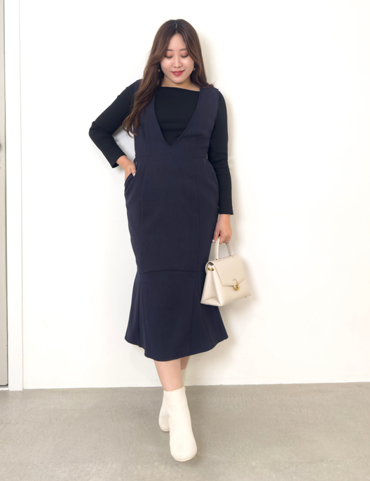 【べーシックライン】ダブルポケットジャンパースカート