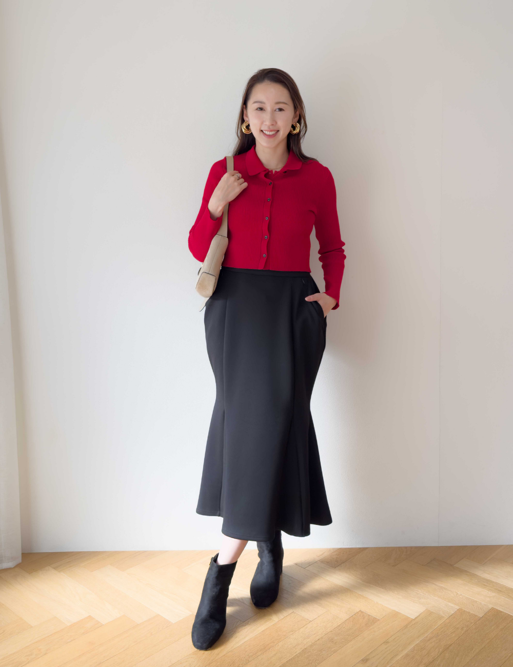 【べーシックライン】ダブルポケットポンチマーメイドスカート