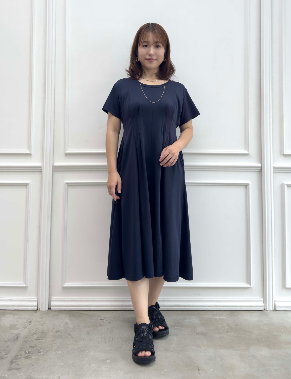 汗染み防止タックTシャツワンピ