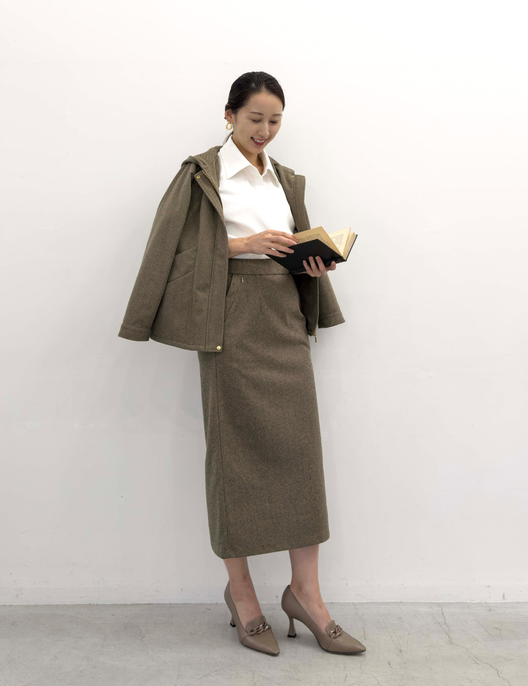 【Setup compatible】Herringbone I-line skirt