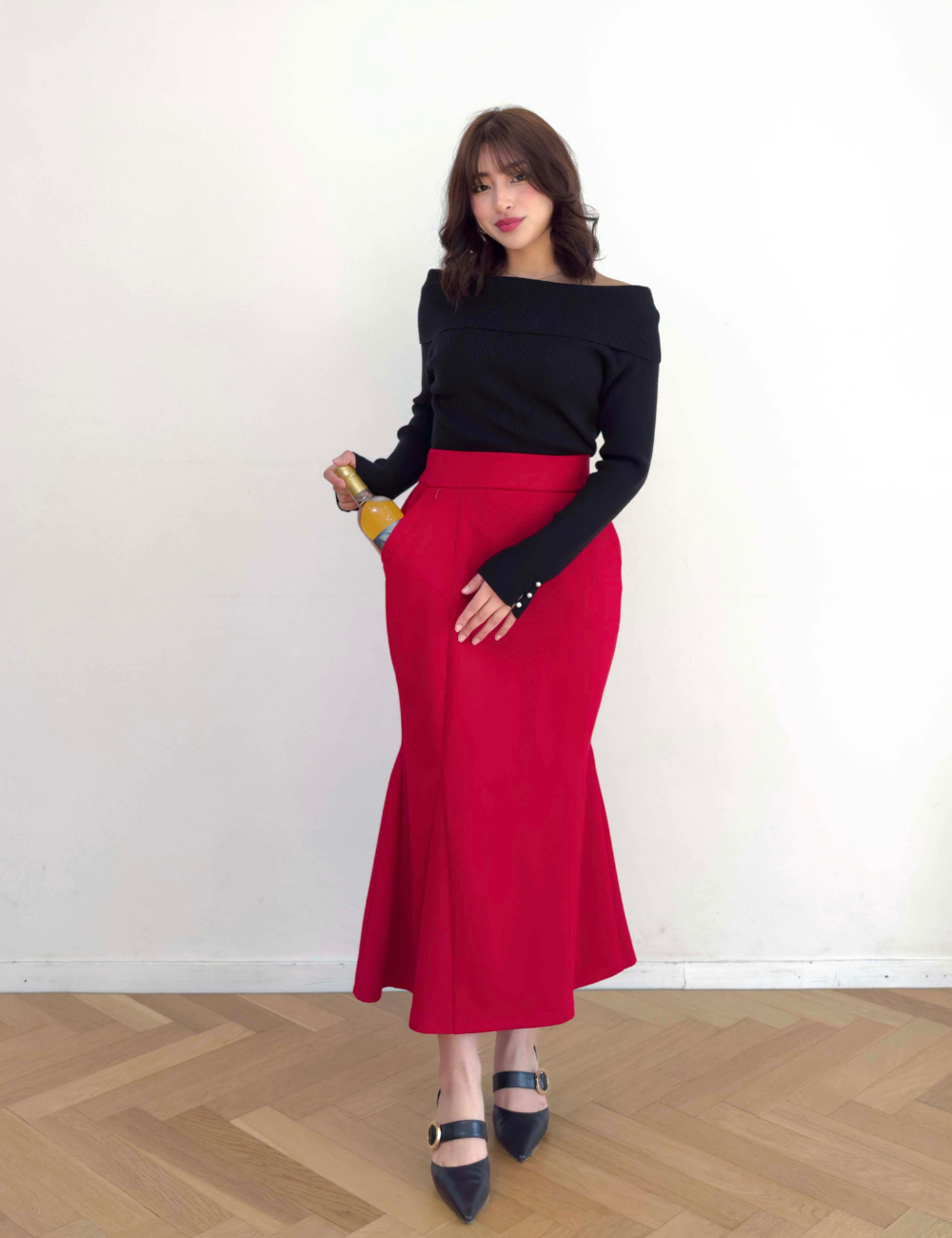 【べーシックライン】ダブルポケットポンチマーメイドスカート