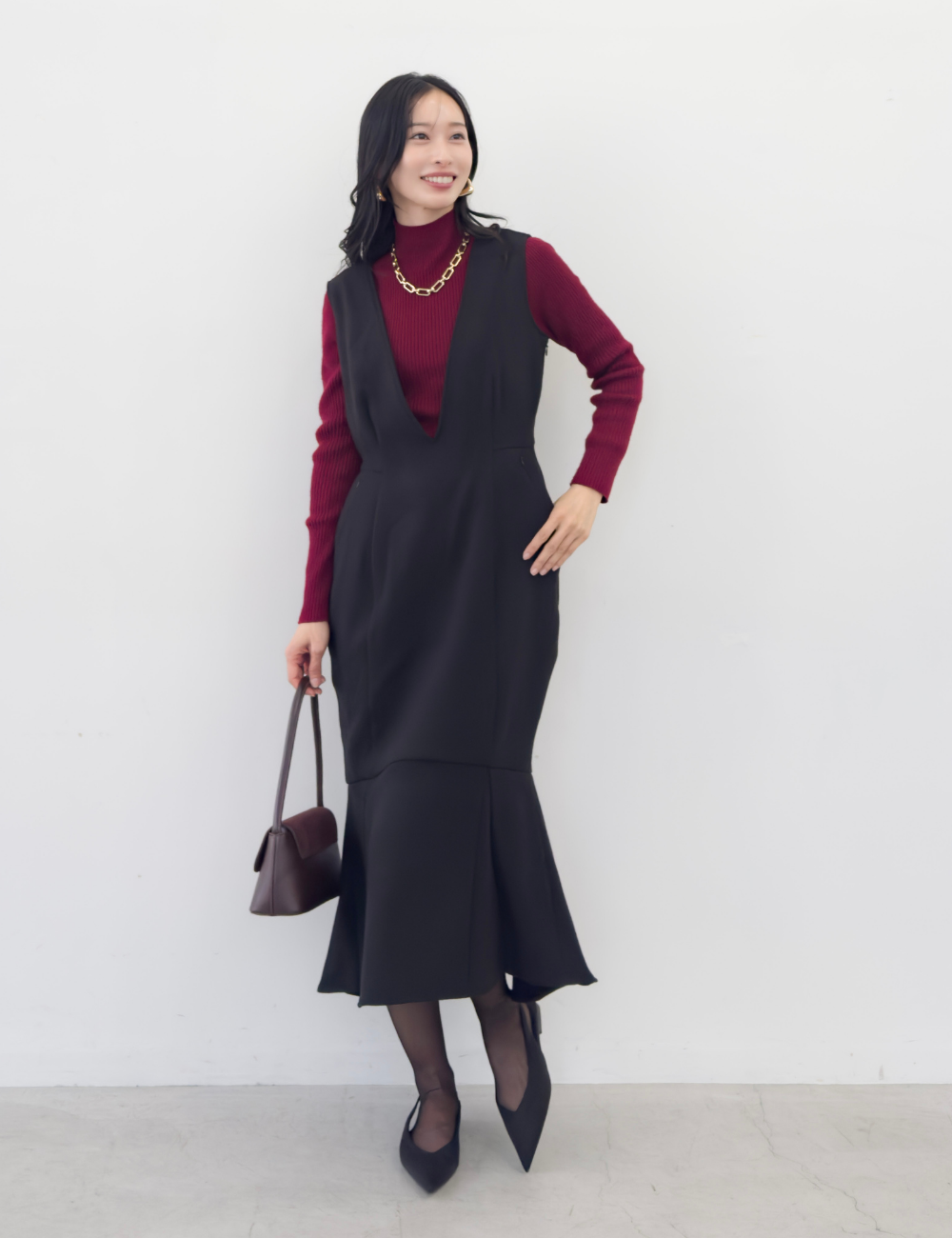 【べーシックライン】ダブルポケットジャンパースカート