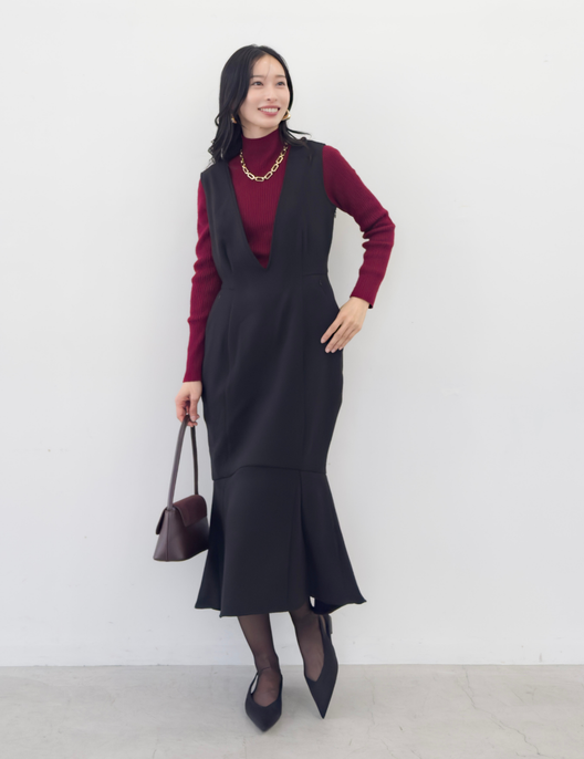 【べーシックライン】ダブルポケットジャンパースカート