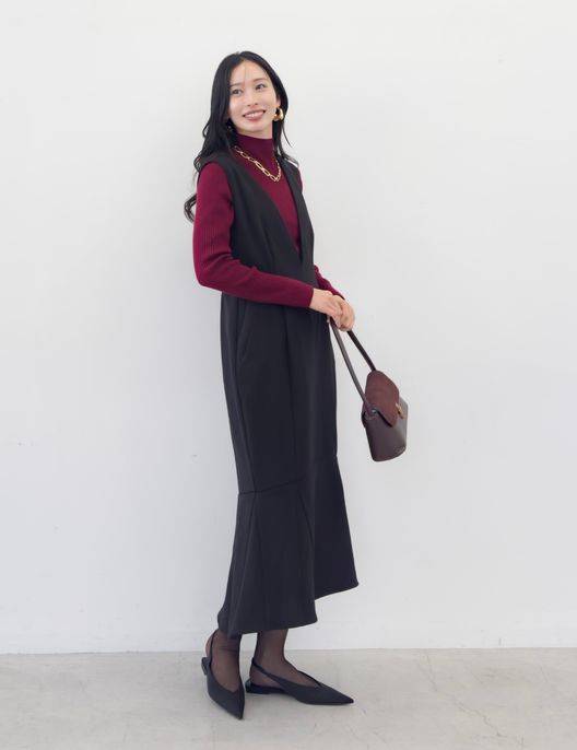 【べーシックライン】ダブルポケットジャンパースカート