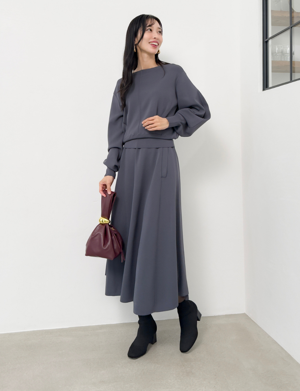 ウエストタックニットセットアップ