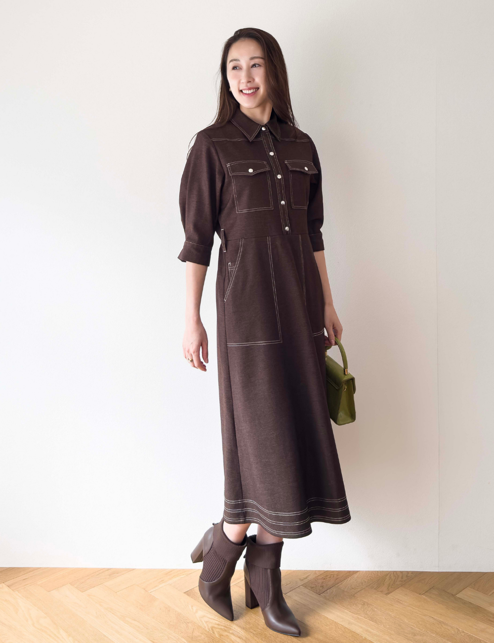 Denim-like shirt dress