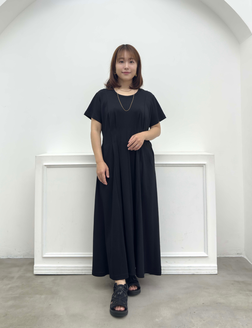汗染み防止タックTシャツワンピ