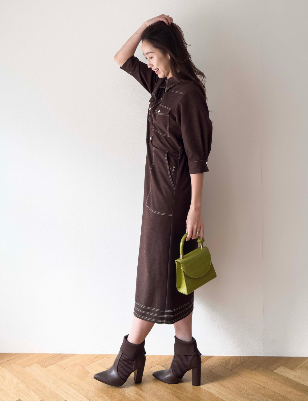 Denim-like shirt dress