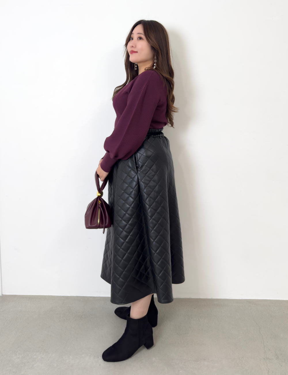 レザーライクキルティングスカート