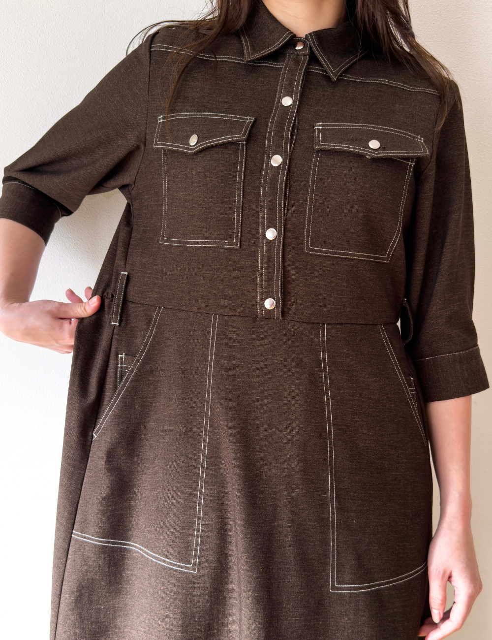 Denim-like shirt dress