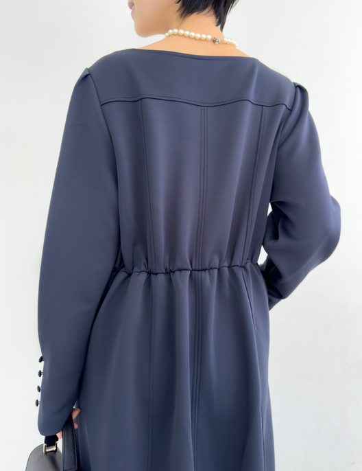 CINEMATIQ キーネックポンチワンピ ネイビー ディティール
