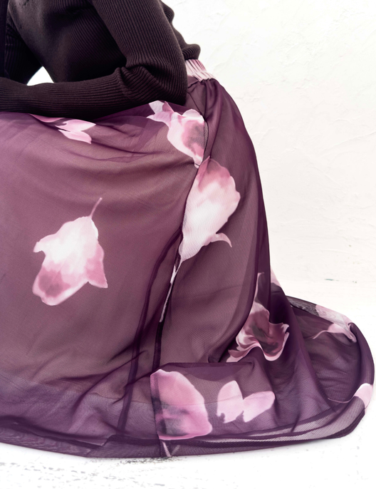 CINEMATIQ オーガンジースカート パープル ディティール