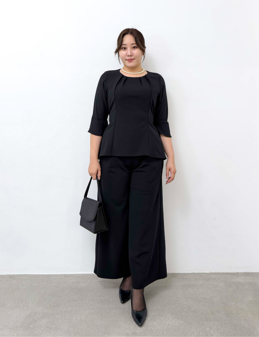 Washable, stretchy black formal wear (3-piece pants set)