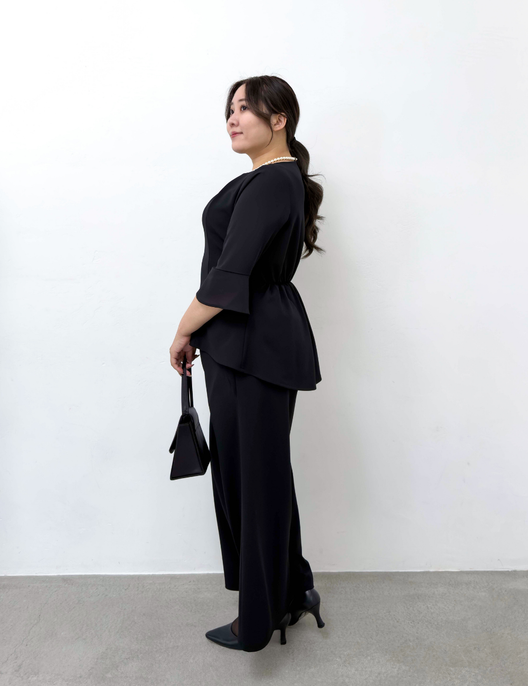 Washable, stretchy black formal wear (3-piece pants set)