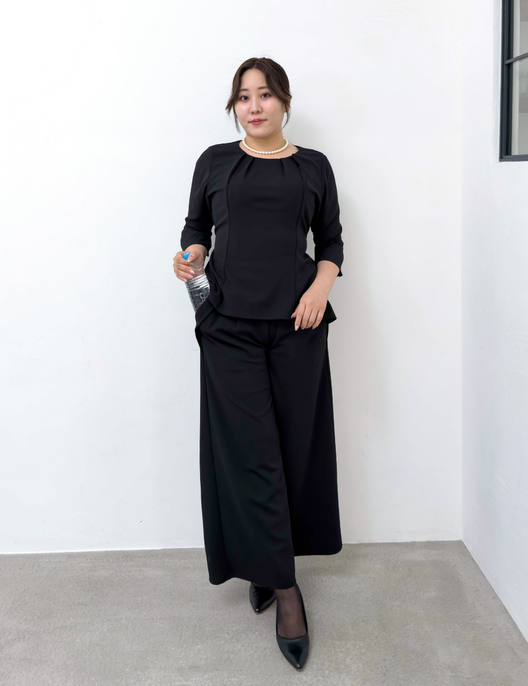 Washable, stretchy black formal wear (3-piece pants set)
