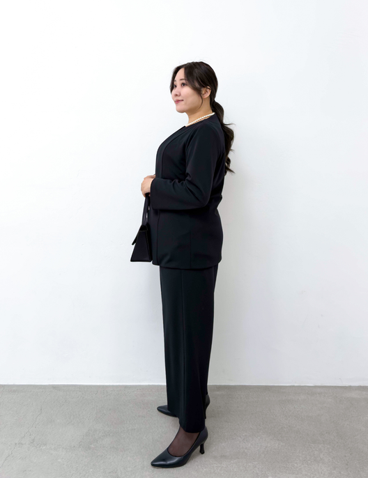 Washable, stretchy black formal wear (3-piece pants set)