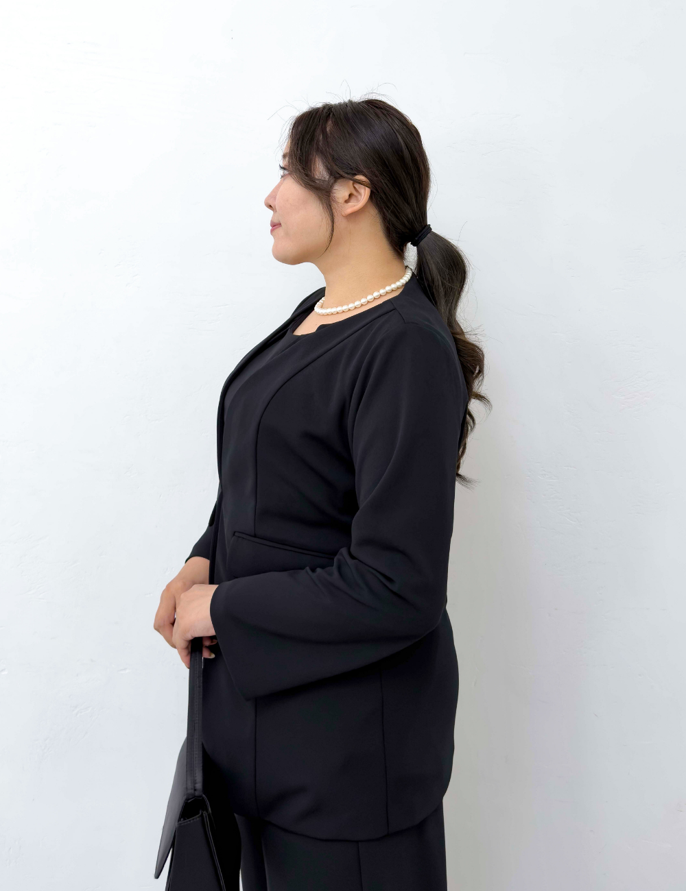 Washable, stretchy black formal wear (3-piece pants set)
