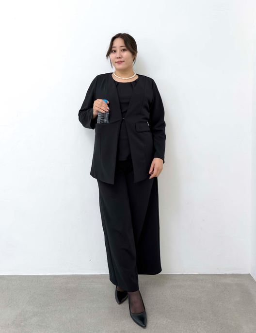 Washable, stretchy black formal wear (3-piece pants set)