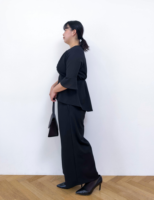 Washable, stretchy black formal wear (3-piece pants set)