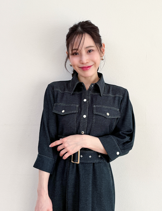 Denim-like shirt dress