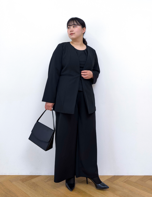 Washable, stretchy black formal wear (3-piece pants set)