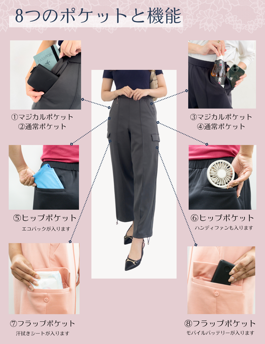【ベーシックライン】ダブルポケットカーゴパンツ